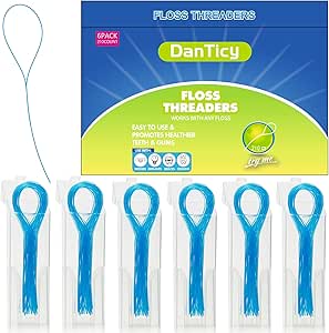 Floss Threaders, Deep Clean Dental Floss Threader for Braces, Bridges, and Implants 210PCS(6Pack),Blue