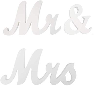 Marsheepy White Mr and Mrs Signs Wedding Sweetheart Table Decoration,Mr & Mrs Sign Decorative Letters for Wedding Photo Props Party Decoration