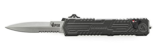 Viper 3, OTF, Black Handle, Bead Blast Blade, Serrated