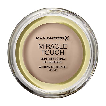 Max Factor Miracle Touch Perfecting Foundation, 70 Natural, Full Coverage and Moisturising Effect with Hyaluronic Acid and SPF 30 Formula, 11.5 g