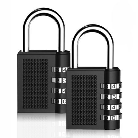 2 Pack Combination Lock Tontec® 4 Digit Padlock for Luggage Locks,School Gym Locker,Filing Cabinets,Toolbox,Case(Black)