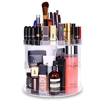 HOMEASY Makeup Organizer Acrylic 360 Degree Rotationg Cosmetic Storage Large Capacity Makeup Tools Holder for Countertop