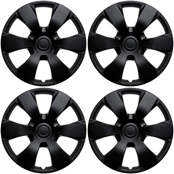 4 PC SET Hub Cap ABS BLACK MATTE 16" Inch for OEM Steel Wheel Cover Caps Covers