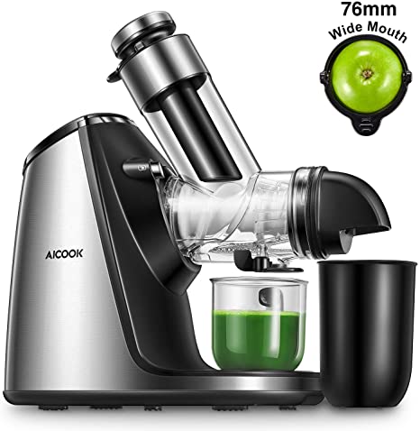 Juicer Machines, Aicook Slow Masticating Juicer Extractor 200W, Large Feed Chute, Unique Ceramic Auger Makes High Nutritive Fruit&Vegetable Juice, Easy to Clean, Ice Cream ACC&Juice Recipes Included