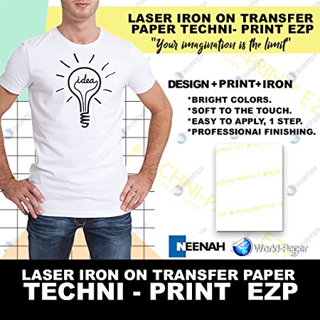 Laser Heat Transfer Paper, for Light fabric - Techni Print EZP- 10 Sheets - 8.5" x 11"