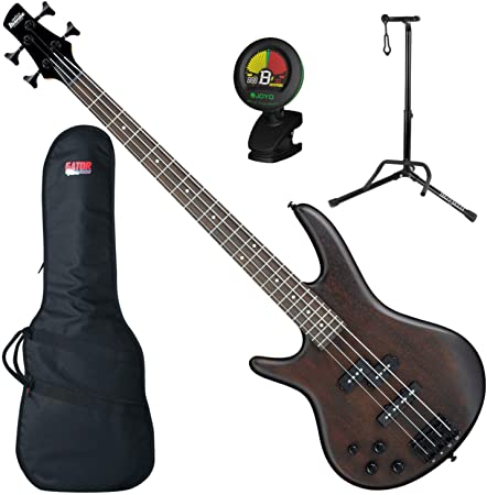 Ibanez GSR200BLWNF LEFT-HANDED 4 String Electric Bass (Walnut Flat) w/ Gig Bag, Tuner, and Stand