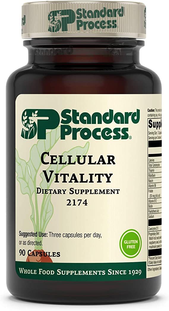 Standard Process Cellular Vitality - Supports Cellular Processes with Thiamine, Biotin, CoQ10, Vitamin B12, Riboflavin, Niacin, Vitamin B6, Folic Acid, Pantothenic Acid, Ginseng - 90 Capsules