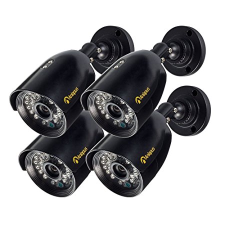 Anlapus 4 Pack 900TVL 100ft Night Vision Weatherproof 36IR Leds CCTV Surveillance Security Bullet Cameras Kits