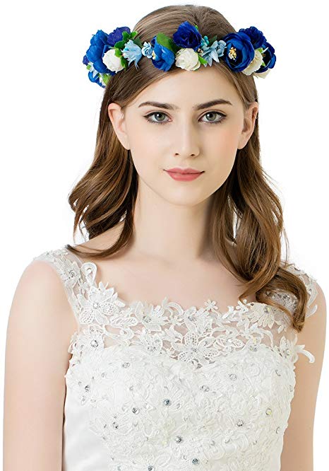 AWAYTR Flower Wreath Headband Crown Floral Garland for Festival Wedding