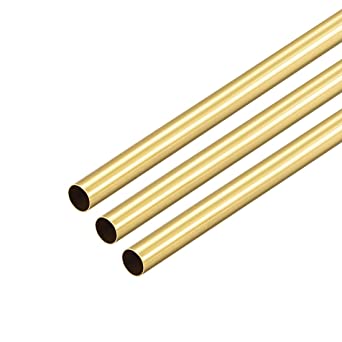 uxcell Brass Round Tube, 300mm Length 6.5mm OD 0.2mm Wall Thickness, Seamless Straight Pipe Tubing 3 Pcs