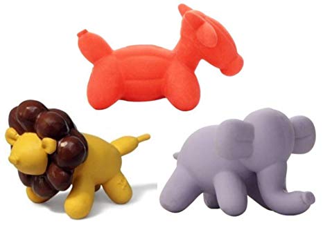 Charming Pet All Natural Soft Latex Small Squeaker Toy 3 Shape Variety Bundle: (1) Bull, (1) Lion, and (1) Elephant