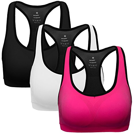 Mirity Women Racerback Sports Bras - High Impact Workout Gym Activewear Bra Pack of 3