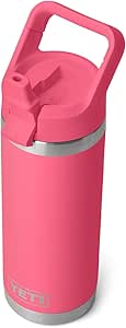 YETI Rambler 18 oz Bottle, Vacuum Insulated, Stainless Steel with Straw Cap, Tropical Pink