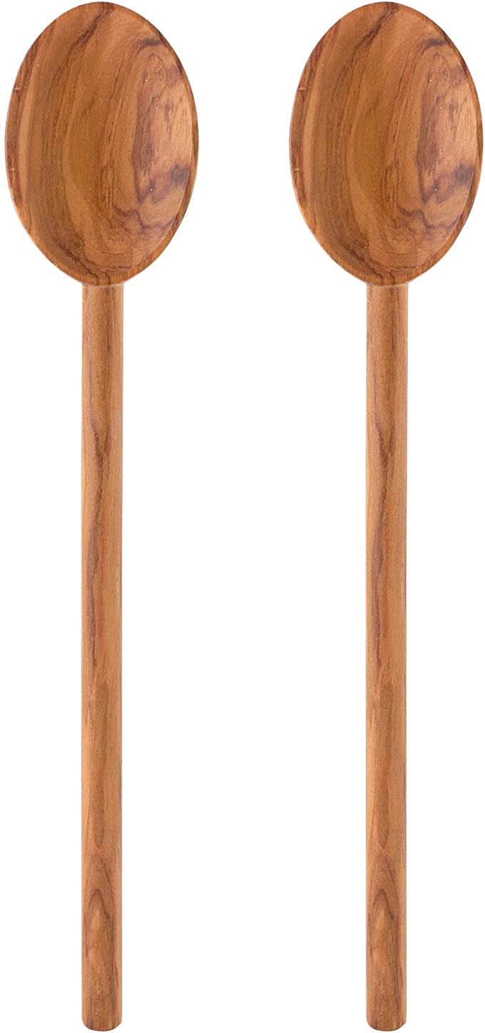 Eddingtons Italian Olive Wood Cooking Spoon, Handcrafted in Europe, Set of 2, 12-Inch