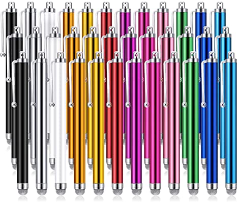 36 Pieces Stylus Pens Fiber Tip Series Capacitive Stylus Pens for Universal Touch Screen Devices Compatible with iPhone, iPad, Tablet (12 Colors)