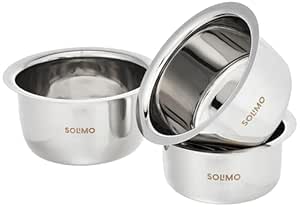 Amazon Brand - Solimo Stainless Steel Tope/Patila Cookware Set | BIS-Approved I1100ml, 1400ml, 1700ml I Silver I Set of 3