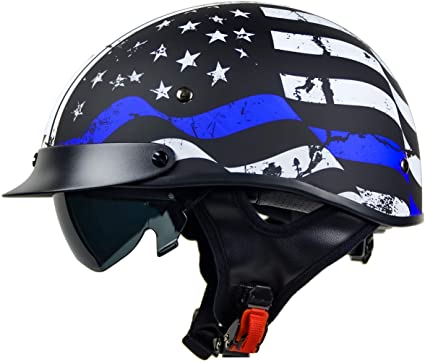 Vega Helmets Unisex-Adult Half Size Motorcycle Helmet (Back the Blue, Large)