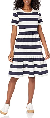 Amazon Essentials Womens Short-Sleeve Crewneck Tiered Dress