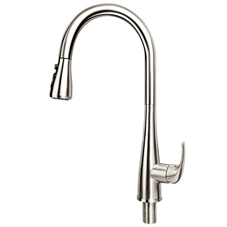 Single Handle Pull-Down Kitchen Faucet - Inofia High Arc Spring Kitchen Sink Faucets with 360 Degree Magnetic Sprayer, Pull Out Spring Kitchen Faucets of Brushed Stainless Steel, Nylon Hose, Docking S