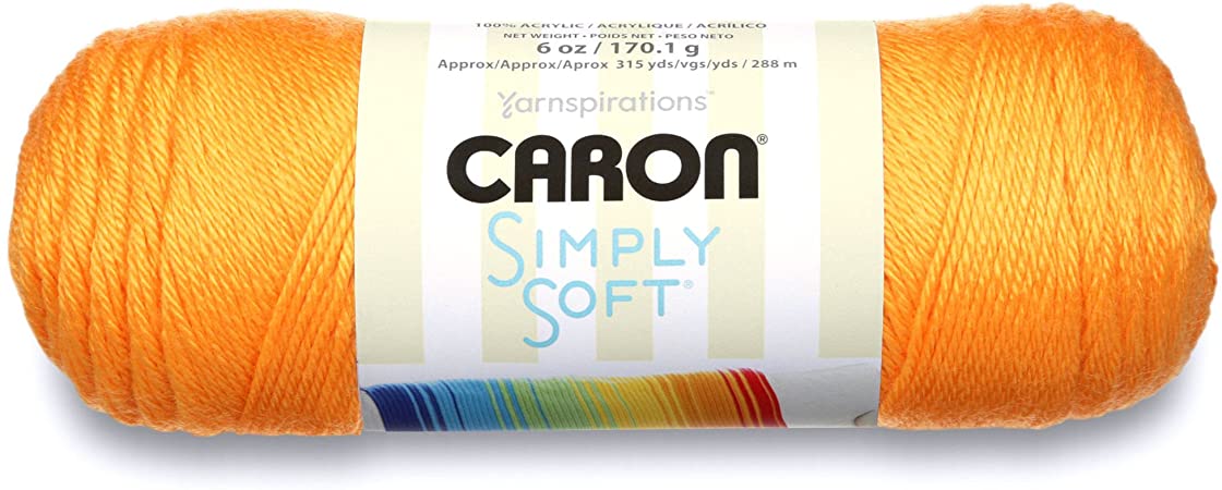 Caron Simply Soft Brites Yarn, 6 oz, Mango, 1 Ball