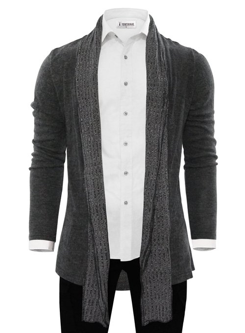 Tom's Ware Mens Classic Fashion Marled Open-Front Shawl Collar Cardigan