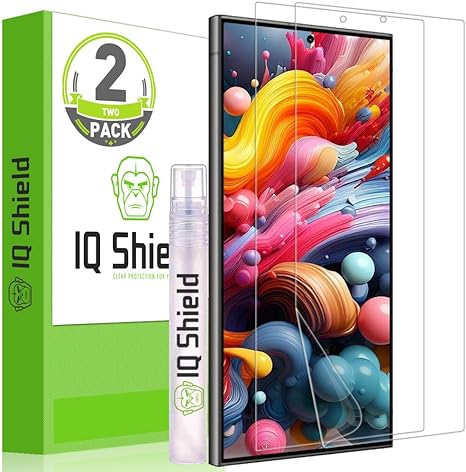 IQShield 2 Pack for Samsung Galaxy S24 Ultra Screen Protector: Clear TPU Film, Bubble-Free Installation, Scratch-Resistant, Case Friendly, HD Clarity for Ultimate Protection Fingerprint Unlock