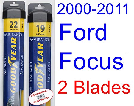 2000-2011 Ford Focus Replacement Wiper Blade Set/Kit (Set of 2 Blades) (Goodyear Wiper Blades-Assurance) (2001,2002,2003,2004,2005,2006,2007,2008,2009,2010)