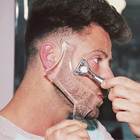 Beard Shaper -Men's Beard Shaping Tool Transparent Template Styling Comb Templates for Goatee Mustache Sideburns, Jaw Cheek/Neck Line, Symmetric/Curve/Step Cut
