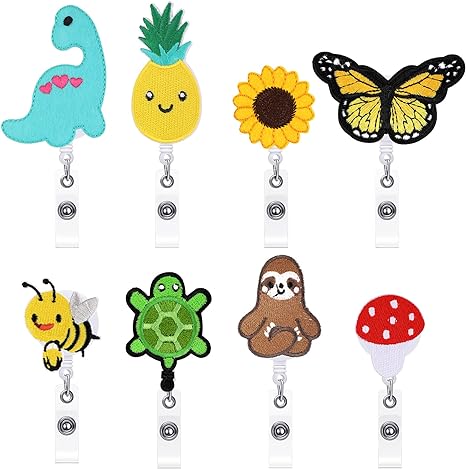 8 Pcs Nurse Badge Reels Felt Retractable Badge Reels Themed Badge Holders Gift for Christmas Thanksgiving School Nurses Students ID Badges Name Cards Lanyards Holidays(Cute Style)