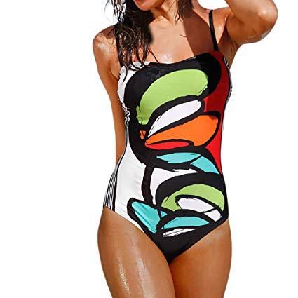 ZOMUSA Clearance Sale! Women Swimwear, One Piece Playsuits Print Push-up Padded Bathing Beachwear Bikini