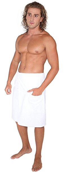 Arus Men's Organic Turkish Cotton Adjustable Closure Spa Shower and Bath Wrap