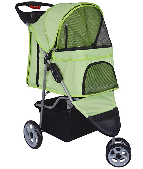 VIVO Three Wheel Pet Stroller, for Cat, Dog and More, Fordable Carrier Strolling Cart, Multiple Colors