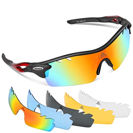 HODGSON Polarized Sports Sunglasses for Men Women with 5 Interchangeable Lenses