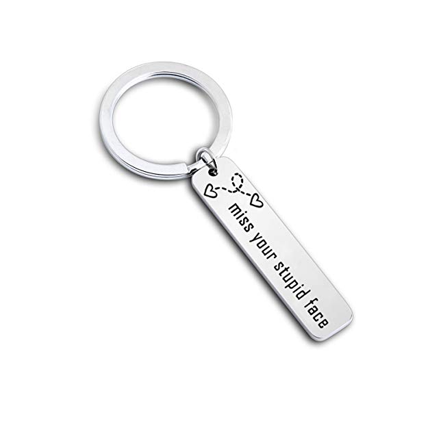 WUSUANED Miss Your Stupid Face Key Chain Long Distance Gift For Best Freinds Couple Family
