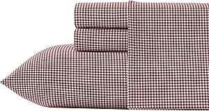 Nautica - Twin Sheet Set, Brushed Flannel Bedding Set, Soft & Cozy Home Decor (Bayside Plaid Red, Twin)