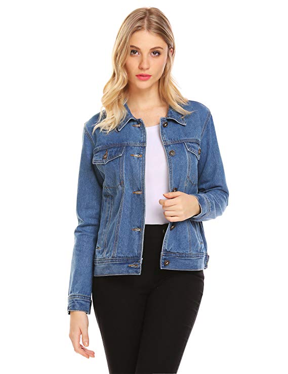 EASTHER Women's Classic Denim Jean Jacket with Pockets