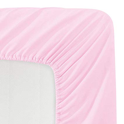 Luxe Bedding 100% Brushed Microfiber Solid Color Deep Pocket Fitted Sheet - Hotel Quality - Wrinkle, Fade, Stain and Abrasion Resistant (Twin, Baby Pink)