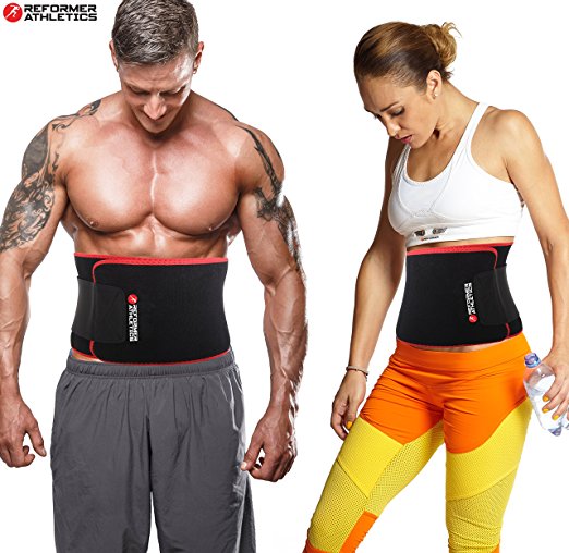 Waist Trimmer Ab Belt Trainer for Faster Weight Loss. Includes FREE Fully Adjustable Impact Resistant Smartphone Sleeve for iPhone 7 and iPhone 7 Plus