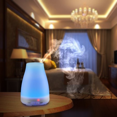 VicTsing® 100ml Aromatherapy Essential Oil Diffuser Portable Ultrasonic Cool Mist Aroma Humidifier with Color LED Lights Changing and Waterless Auto Shut-off Function for Home Office Bedroom Room