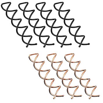 70 Packs Spiral Bobby Hair Pin Spin Pin, YuCool Non-Scratch Round Tips Spiral Hair Clip Spin Clip, Twist Screw Hair Pins for DIY Hair Style (Black, Rose Gold)