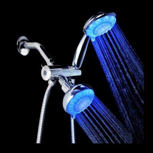 Ana Bath LSS5430CCP 4 Inch 5 Function LED Handheld Shower Shower Head Combo System w/ BRASS BALL JOINT and BRASS CONNECTORS, Chrome Plated