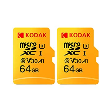 Kodak Micro SD Card 64GB TF Card U3 A1 V30 Memory Card 100MB/s Reading Speed 4K Video Record (2 PACK)