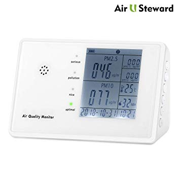 Indoor Air Quality Monitor for PM2.5/PM10 HCHO TVOC Temperature Humidity YVELINES Professional Multifunctional Air Pollution Detector with Rechargeable Battery for Home Office Car and Various Occasion