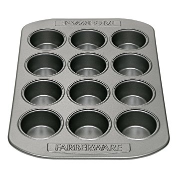 Farberware Nonstick Bakeware 12-Cup Mini Muffin and Cupcake Pan, Gray