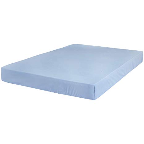 AmazonBasics Ultra-Soft Fitted Sheet - Breathable, Easy to Wash - Queen, Dusty Blue