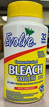 Evolve Concentrated Bleach Tablets, 32 Tablets (Pack of 2 Fresh Lemon)