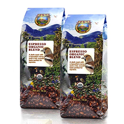 Java Planet - Espresso Coffee Beans, Organic Coffee, Dark Roast Arabica Gourmet Specialty Grade A, packaged in two 1 LB bags
