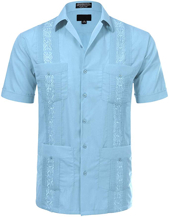 JD Apparel Men's Short Sleeve Cuban Guayabera Shirts