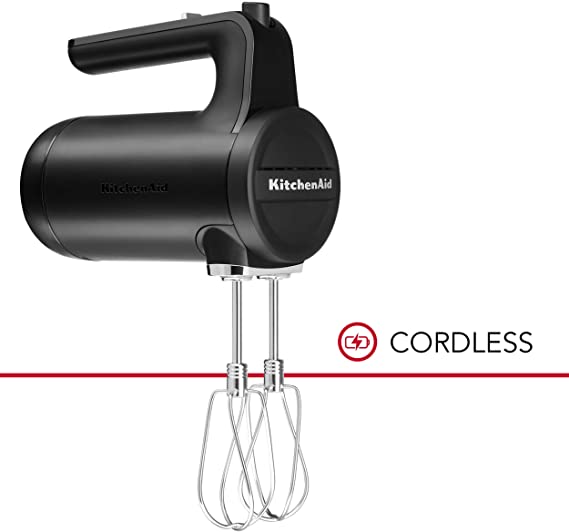 KitchenAid KHMB732BM Cordless Hand Mixer, 7 Speed, Matte Black