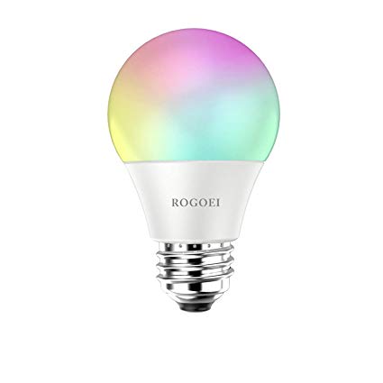 Smart WiFi Led Light Bulbs 6.5W RGB&Warm White(3000K), E26 Dimmable Multi-Color Led,No Hub Required，Compatible with Amazon Alexa & Google Assistant & IFTTT by ROGOEI